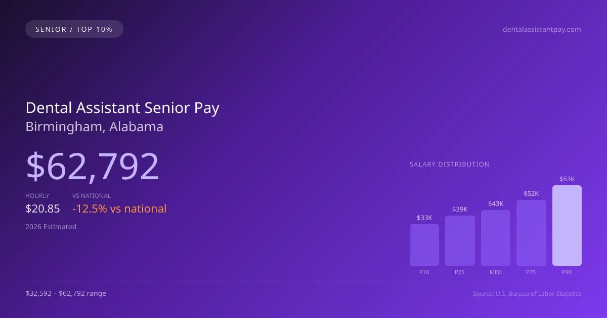 Dental Assistant Senior Salary in Birmingham, AL — 2026 est., based on 2025 BLS