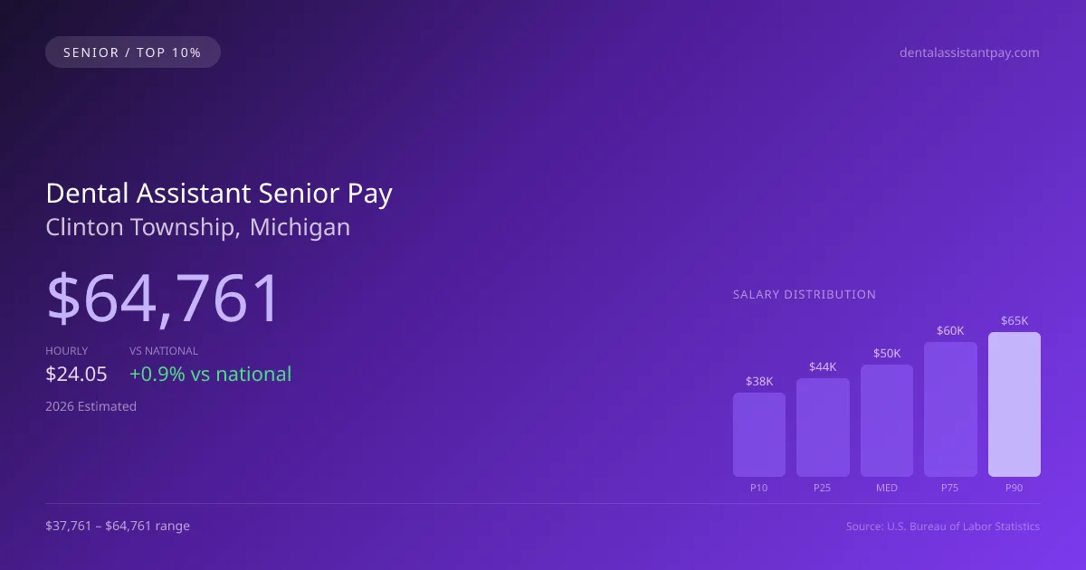 Dental Assistant Senior Salary in Clinton Township, MI — 2026 est., based on 2025 BLS